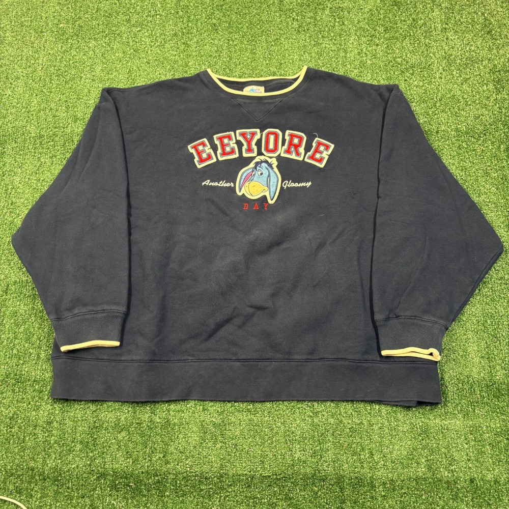 Vintage Y2K Disneyland Eeyore Crewneck Sweatshirt Navy Blue XXL